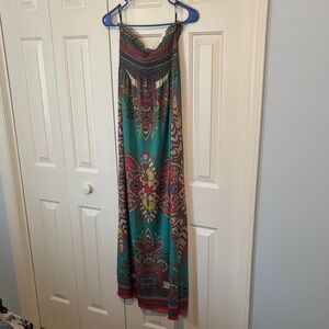 Forever 21 Teal Multicolor Printed Maxi Dress
